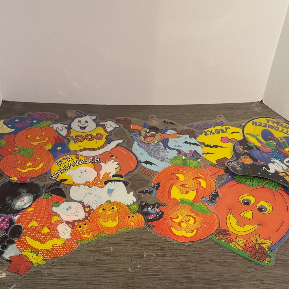 Vintage 90’ Halloween Window Suction Clings Paper Magic Group lot of 9